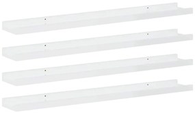 326655 vidaXL Стенни рафтове, 2 бр, бял гланц, 80x9x3 см