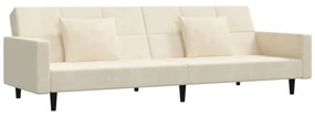 375823 vidaXL 2-местно разтегателно канапе с две възглавници, кремаво, кадифе