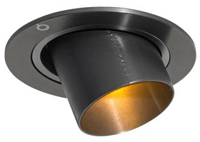 Модерно вградено прожекторно осветление тъмно сиво GU10 35 mm кръгло, накланящо се - Installa