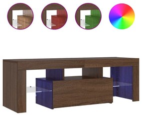 815668 vidaXL ТВ шкаф с LED осветление, кафяв дъб, 120x35x40 см