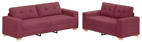 3324713 vidaXL Комплект дивани 2 pcs Виненочервен 221 x 78 x 80 см. Тъкан
