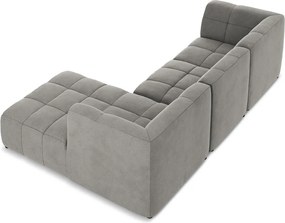 Сив кадифен ъглов диван (десен ъгъл) Aloha – Makamii