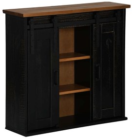 4018444 vidaXL Висящ шкаф HALDEN 2 плъзгащи се врати черен 75x22,5x70 cm бор