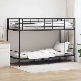 287910 vidaXL Двуетажно легло, черно, метал, 90x200 см