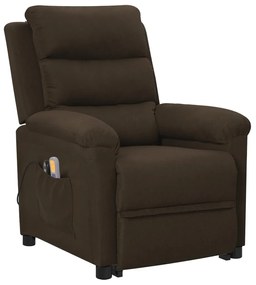 3098274 vidaXL Изправящ масажен стол, тъмнокафяв, текстил