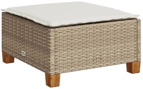 365913 vidaXL Градинска табуретка с възглавница Бежов 63,5x56x32 см полиратан