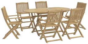 3214238 vidaXL Градински трапезен комплект, 7 части, акациево дърво масив