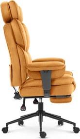 HC-1037 Ергономичен офисен стол с подложка за крака – Hočice, жълт кадифен плат
