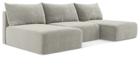 Светлосив разтегателен ъглов диван с място за съхранение Kalena – Makamii