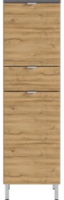 Сив висок шкаф за баня в дъбов декор 34x120 cm Mauresa - Germania