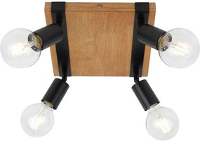 Квадратен спот за таван LORENZO, черен, 4хE27