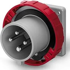 Scame Промишлен щепсел 3P+Е 32A 346-415V IP66/67, 6h серия Optima панелен монтаж 75x75мм - 248.3296