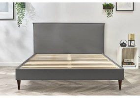 Антрацитно тапицирано двойно легло с решетка 160x200 cm Sary - Bobochic Paris