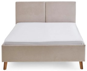 Бежово двойно легло 140x200 cm тапицирано с включена подматрачна рамка Piano – Meise Möbel