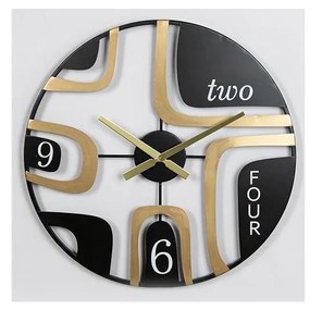 Стенен часовник 1xAA Ø 60 см черен/златист