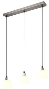 Бяло-сребристо висящо осветително тяло със стъклен абажур Molly – Trio