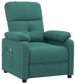 289678 vidaXL Масажен стол, тъмнозелен, текстил