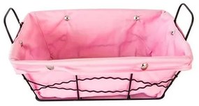 Панер правоъгълен метал/текстил 23x18x8см розов (VH09)