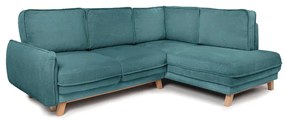 Тюркоаз сгъваем ъглов диван от рипсено кадифе (десен ъгъл) Tori – Bonami Selection