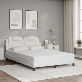 3208083 vidaXL Рамка за легло Viana без матрак, бяла, 120x200 см, изкуствена кожа