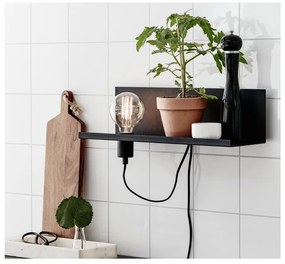 Черна стенна лампа с USB станция за зареждане Multi - Markslöjd