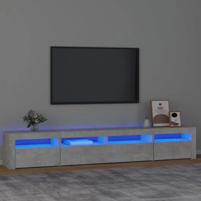 3152725 vidaXL ТВ шкаф с LED осветление, бетонно сив, 240x35x40 см