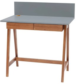 Сиво бюро с основа от ясенова дървесина, дължина 85 cm Luka Oak - Ragaba