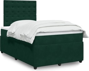 3292301 vidaXL Боксспринг легло с матрак, тъмнозелено, 120x190 см, кадифе