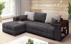 Разтегателен ъглов диван с подлакътник етажерка Мелвин Спринг S