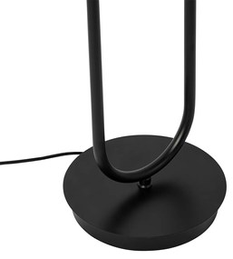 Подова лампа в стил Арт Деко черна с опушено стъкло 2-светлина - Laura