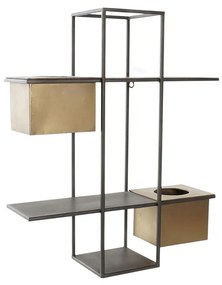 Лавица DKD Home Decor Черен Метал Мед 2 Рафтове (50 x 16 x 60 cm)