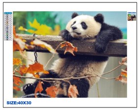 Диамантена мозайка - гоблен Rila Crafts, 30х40 см, Панда, Многоцветен