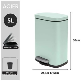 Стоманено кошче за боклук с педал в цвят мента 5 l Akira – Spirella