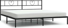 355467 vidaXL Метална рамка за легло с горна табла, черна, 180x200 см