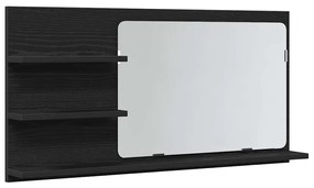 862029 vidaXL Шкаф за баня с огледало, черен дъб, 90x11x45 см, инженерно дърво