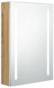 326500 vidaXL LED шкаф с огледало за баня, бяло и цвят дъб, 50x13x70 см