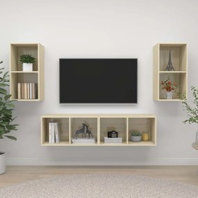 3079874 vidaXL ТВ шкафове за стенен монтаж, 4 бр, дъб сонома, инженерно дърво