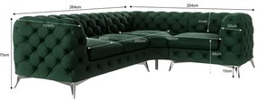 Тъмнозелен кадифен ъглов диван (десен ъгъл/L форма) Chelsea – Ropez
