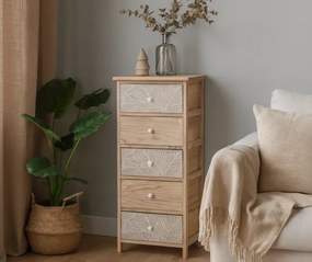 Комод  LUIZA  с 5 чекмеджета - бохо дизайн, 40 x 29 x 90 cm