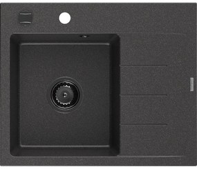Mexen Ben гранитна мивка с 1 отделение и отцеждач, лява 600 x 500 мм, черно