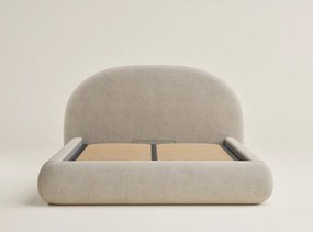 Бежово двойно легло 160x200 cm тапицирано с място за съхранение с включена подматрачна рамка Maumere – Maison de Rêve