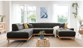 Тъмно сив U-образен разтегателен диван, ляв ъгъл Dazzling Daisy - Miuform