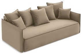 Светлокафяв кадифен разтегателен диван с място за съхранение 225 cm Hula – Makamii