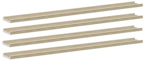 326698 vidaXL Стенни рафтове, 4 бр, бяло и сонома дъб, 115x9x3 см