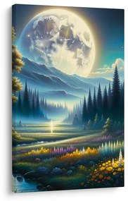 Картина на платно – Спокойна нощна природа с река