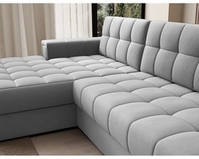 Сив кадифен сгъваем ъглов диван (ляв ъгъл) Blezalt – ELTAP