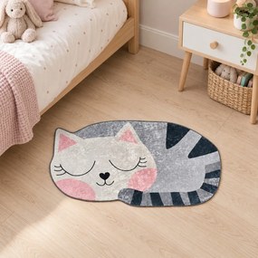 Розов/сив детски килим подходящ за пране 60x100 cm Cat – Mila Home