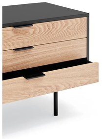 Черна/естествена маса за телевизор от декор от дъб 180x52 cm Sierra – Teulat