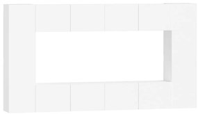 3114286 vidaXL Комплект ТВ шкафове от 8 части инженерно дърво Бял гланц