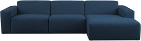 Тъмносин ъглов диван от букле (десен ъгъл) Roxy – Scandic